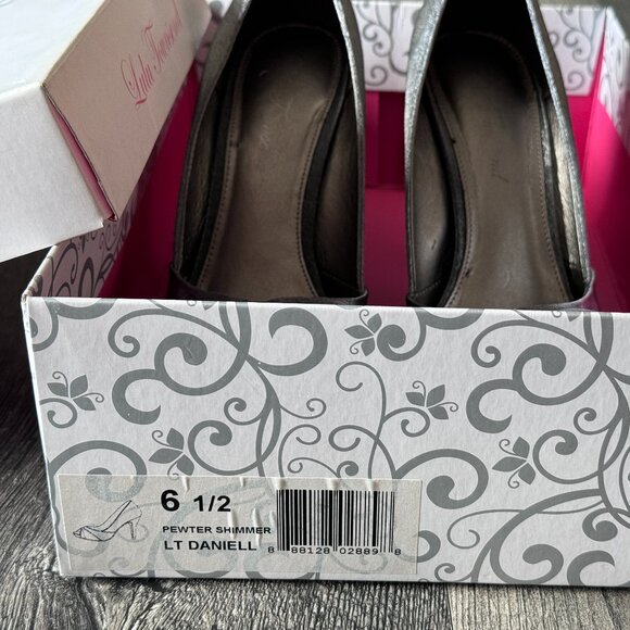 Lulu Townsend Daniell Pewter Shimmer Fabric Formal Dress Heels - Picture 4 of 13